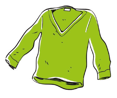 Maglione verde con scollo a V.