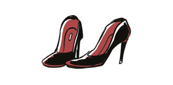 Disegno di un paio di scarpe col tacco nere e rosse.