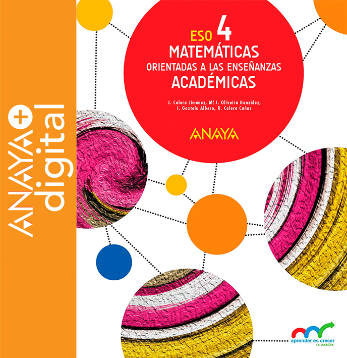 Portada del Libro Matemáticas orientadas a las Enseñanzas Académicas 4. ESO. Anaya + digital