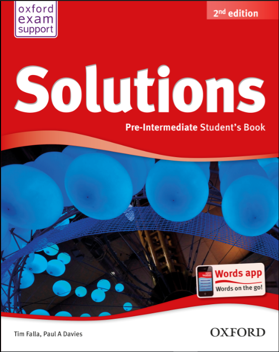 Book cover Solutions Pre-intermediate SB 2nd edn