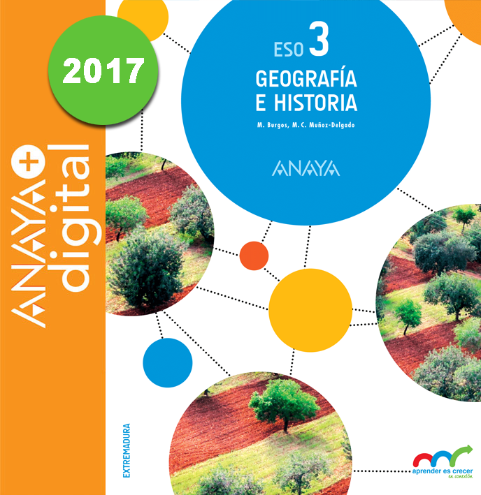 Portada del Libro  Geografía e Historia 3. ESO. Anaya + Digital. Extremadura 2017