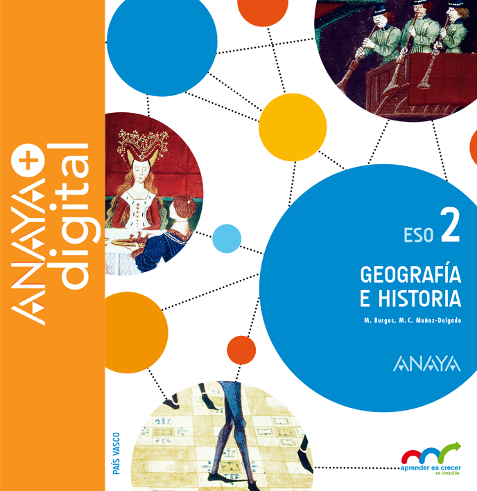 Portada del Libro Geografía e Historia 2. ESO. Anaya + Digital. País Vasco