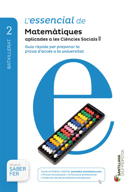 Book cover LDB PLAT Alumne L´essencial Matemàtiques aplicadas a les Ciències Socials II Grup 2BTO