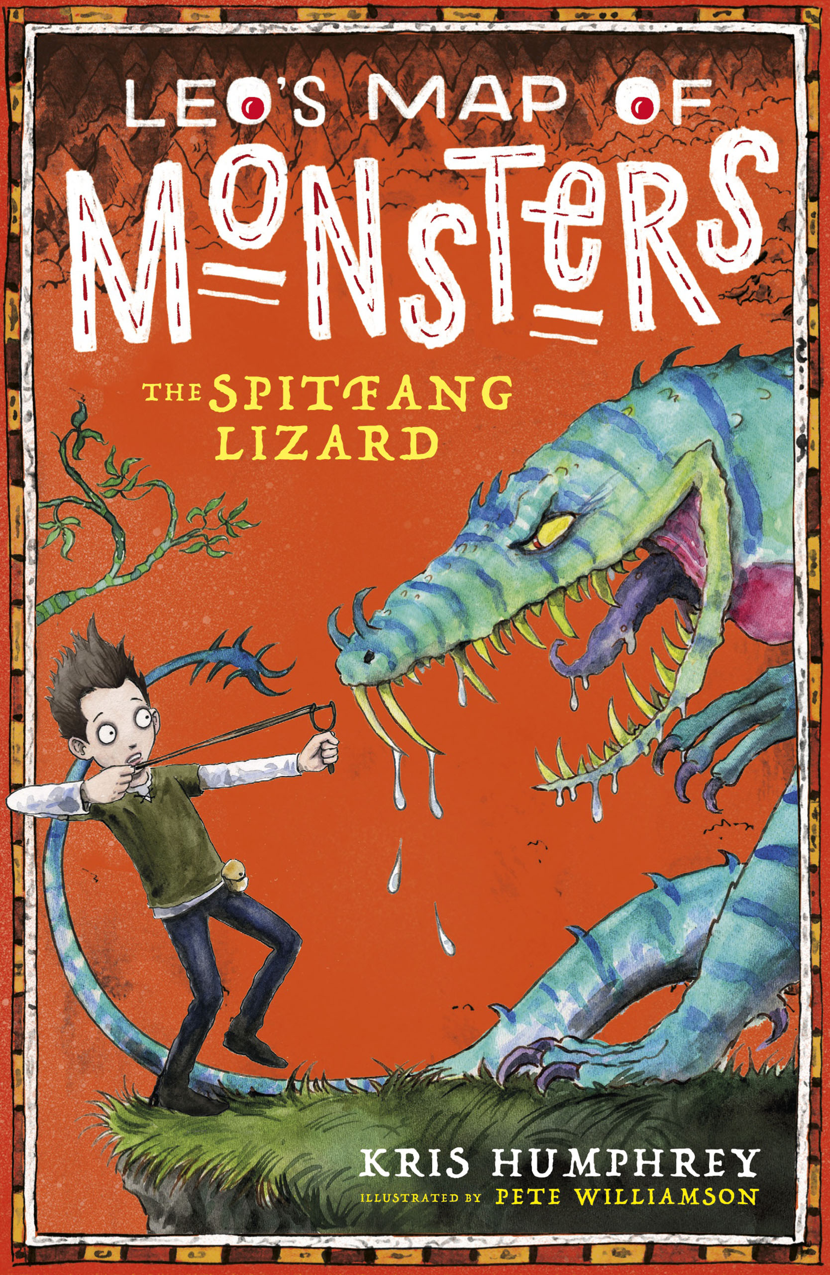 Book cover Leo's Map of Monsters.  The Spitfang Lizard