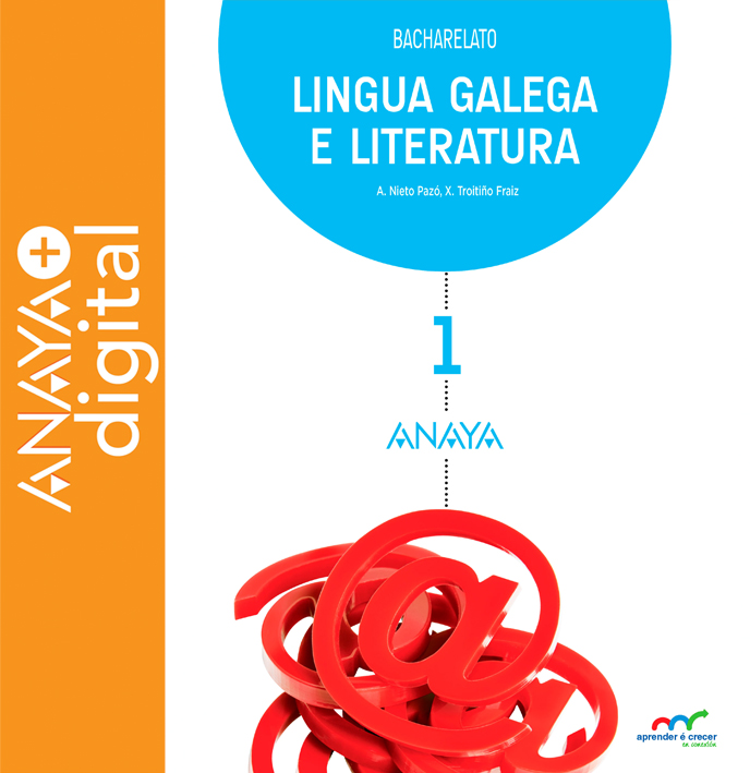 Portada do Libro Lingua Galega e Literatura  1. Bacharelato. Anaya + Digital