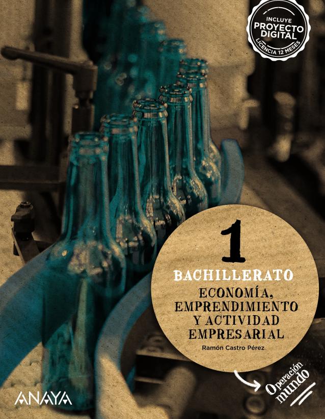 Portada del Libro Economía, Emprendimiento y Actividad empresarial 1. Bachillerato