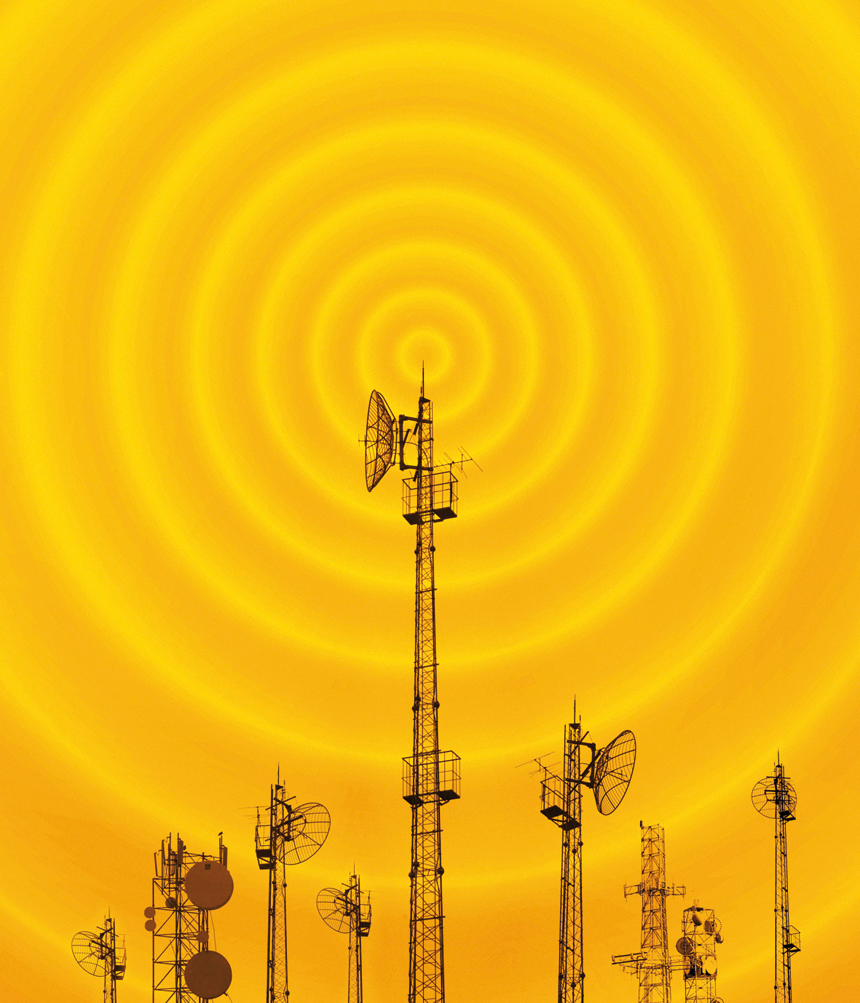 Fig.4.4 . Simulació de les ones de ràdio, que es propaguen de manera esfèrica.