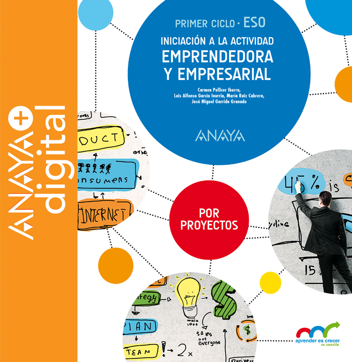 Portada del Libro Iniciación a la actividad emprendedora y empresarial. Por Proyectos. ESO. Anaya + Digital