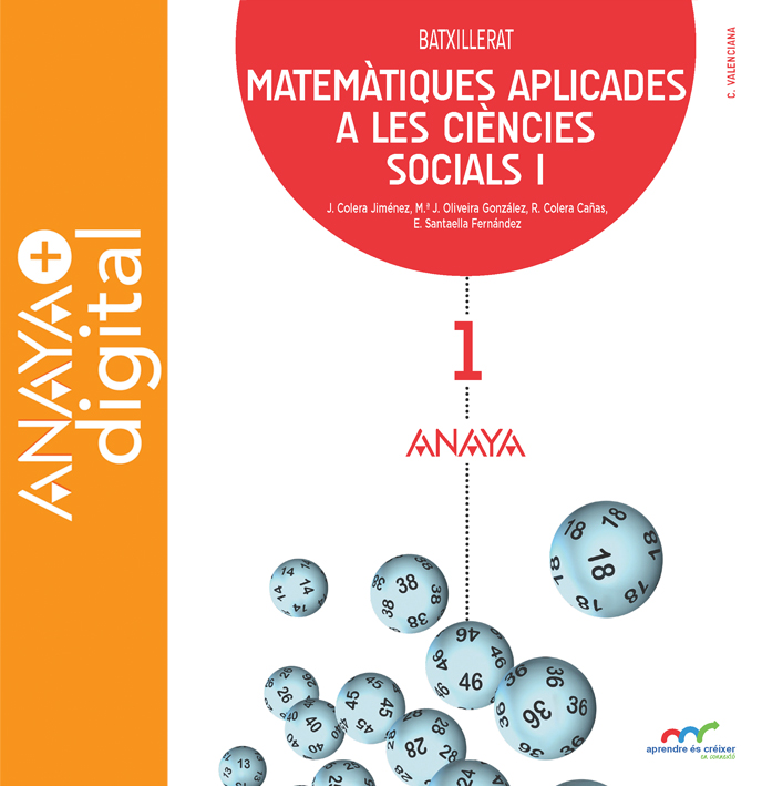 Portada del llibre Matemàtiques aplicades a les Ciències Socials 1. Batxillerat. Anaya + Digital