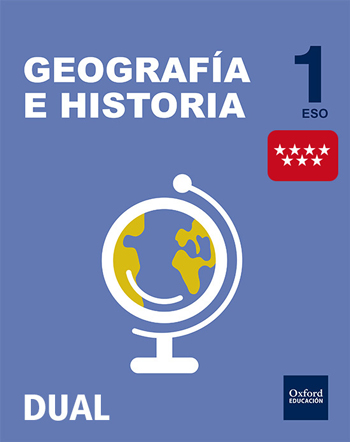 Book cover Geografía e Historia 1.º ESO DUAL Madrid