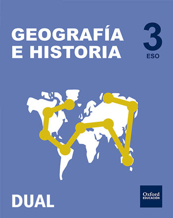 Book cover Geografía e Historia 3.º ESO DUAL Madrid, La Rioja, Ceuta y Melilla, Canarias