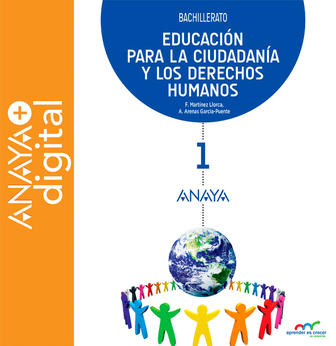 Portada del Libro Educación para la Ciudadanía y los Derechos Humanos 1. Bachillerato.  Anaya + digital