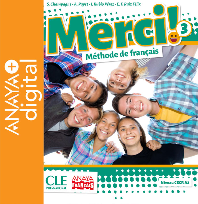 Couverture du livre Merci!. Méthode de français 3. ESO. Anaya + Digital