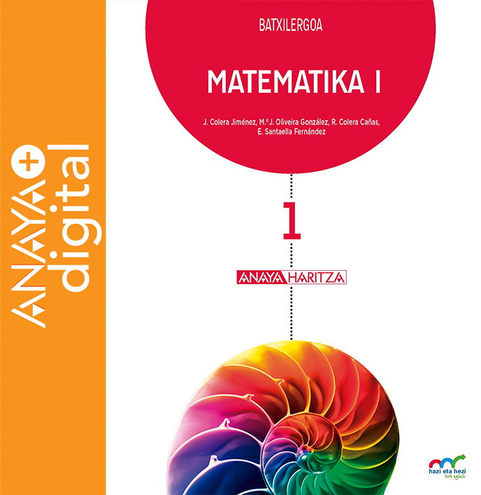 Liburuaren Azala Matematika I. Batxilergoa. Anaya + digital