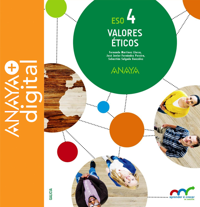 Portada do Libro Valores Éticos 4. ESO. Anaya + digital