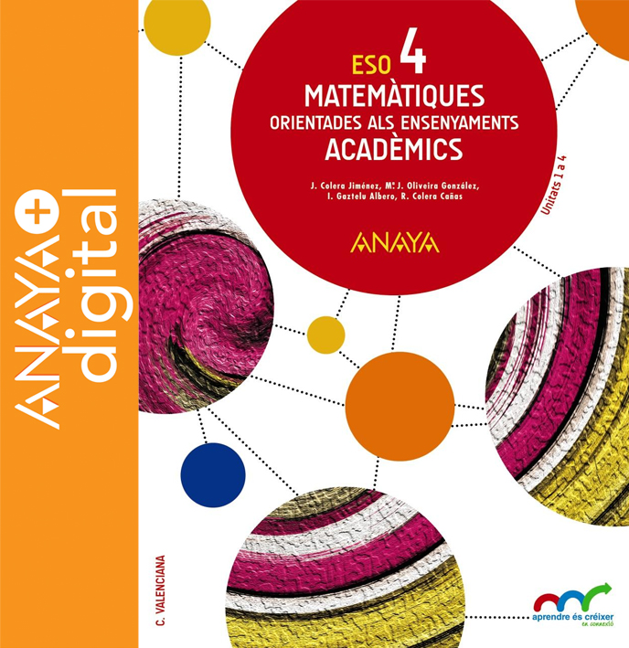 Portada del llibre Matemàtiques orientades als ensenyaments acadèmics 4. ESO. Anaya + digital