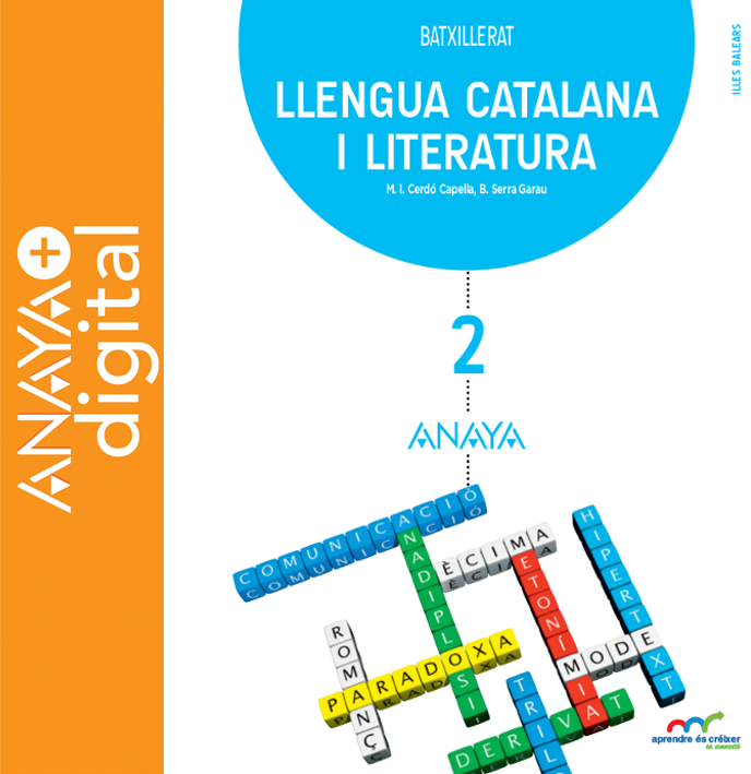 Portada del llibre Llengua Catalana i literatura 2. Batxillerat. Anaya + digital