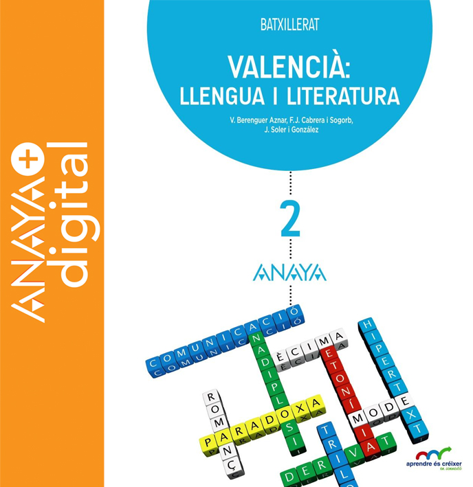 Portada del llibre Llengua i literatura 2. Batxillerat. Anaya + diigital