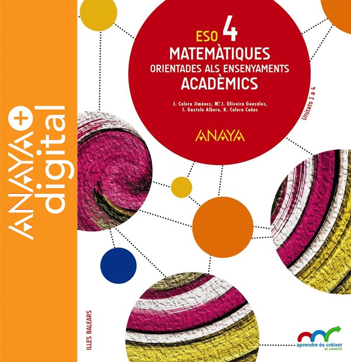 Portada del llibre Matemàtiques orientades als ensenyaments acadèmics 4. ESO. Anaya + digital