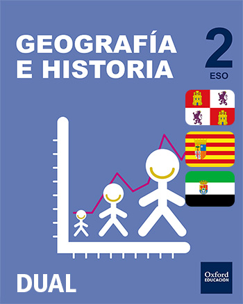 Book cover Geografía e Historia 2.º ESO DUAL Castilla y León, Aragón y Extremadura